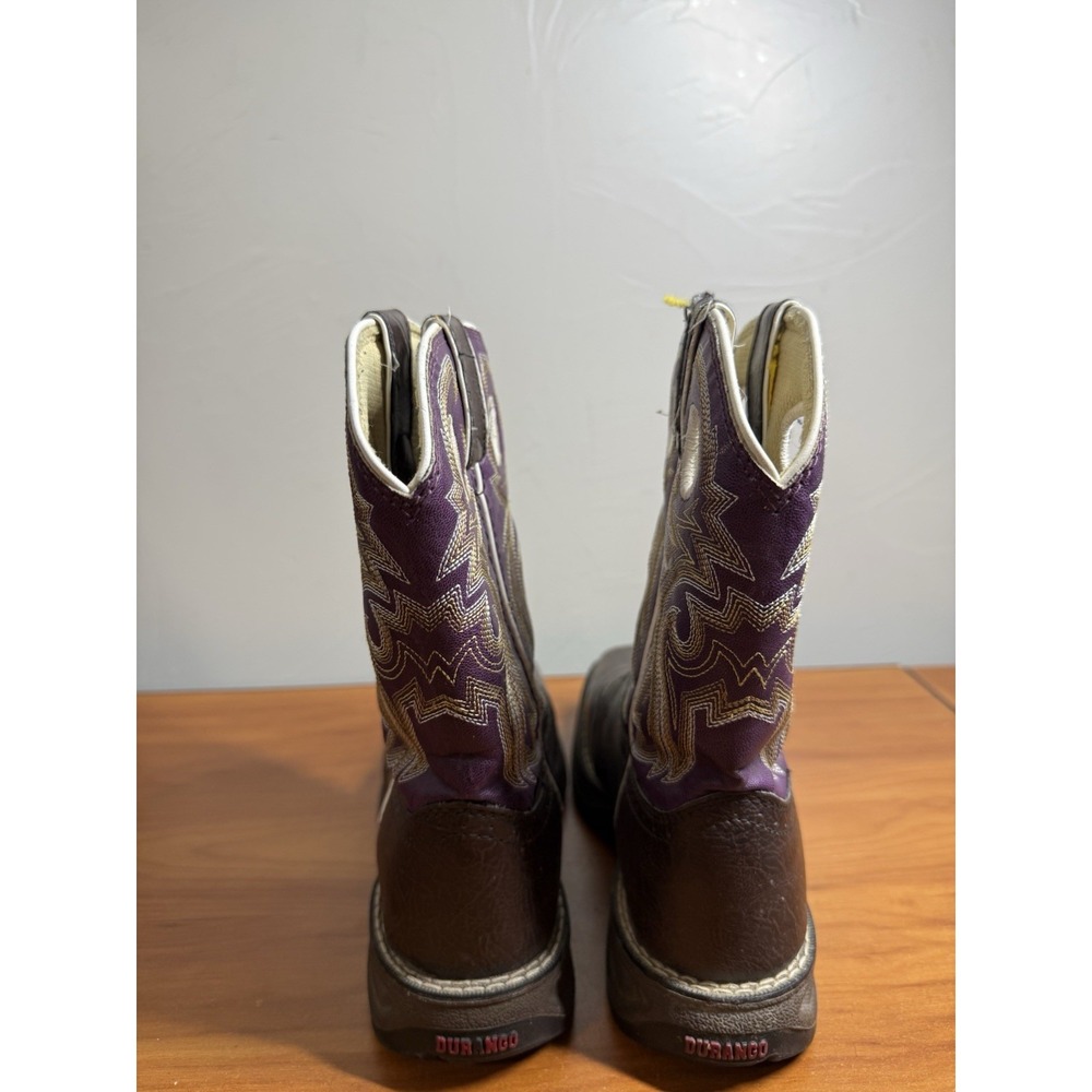 Durango Lil' BT286 Youth Girls Dark Brown Purple Lacey 8" Western Boots Sz 3.5 - Picture 4 of 8
